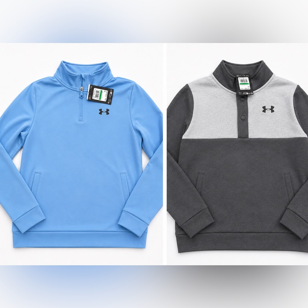 Under Armour Kids' Blue & Gray Quarter-Zip and Snap Pullover Duo